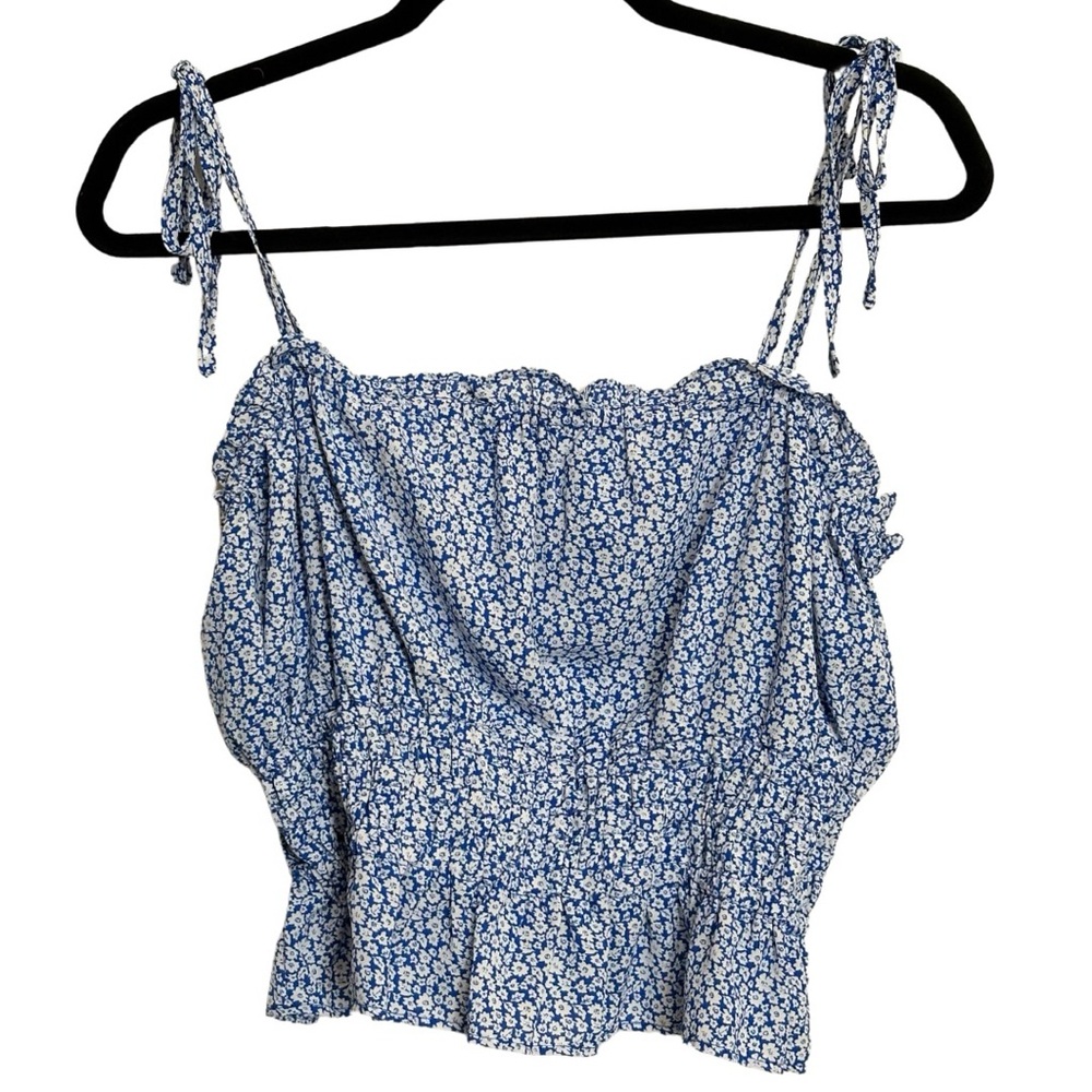 She + Sky Floral Tank Top Royal Blue Women’s Medium